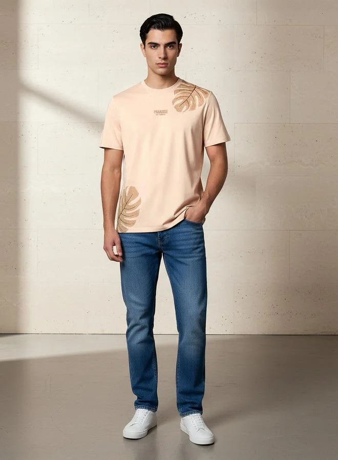 سبلاش فيڤ Men Regular Fit Crew Neck Short Sleeve Printed T-shirt